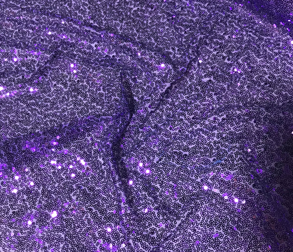 Royal Purple - Sequin Spangle Sewn on Mesh Fabric
