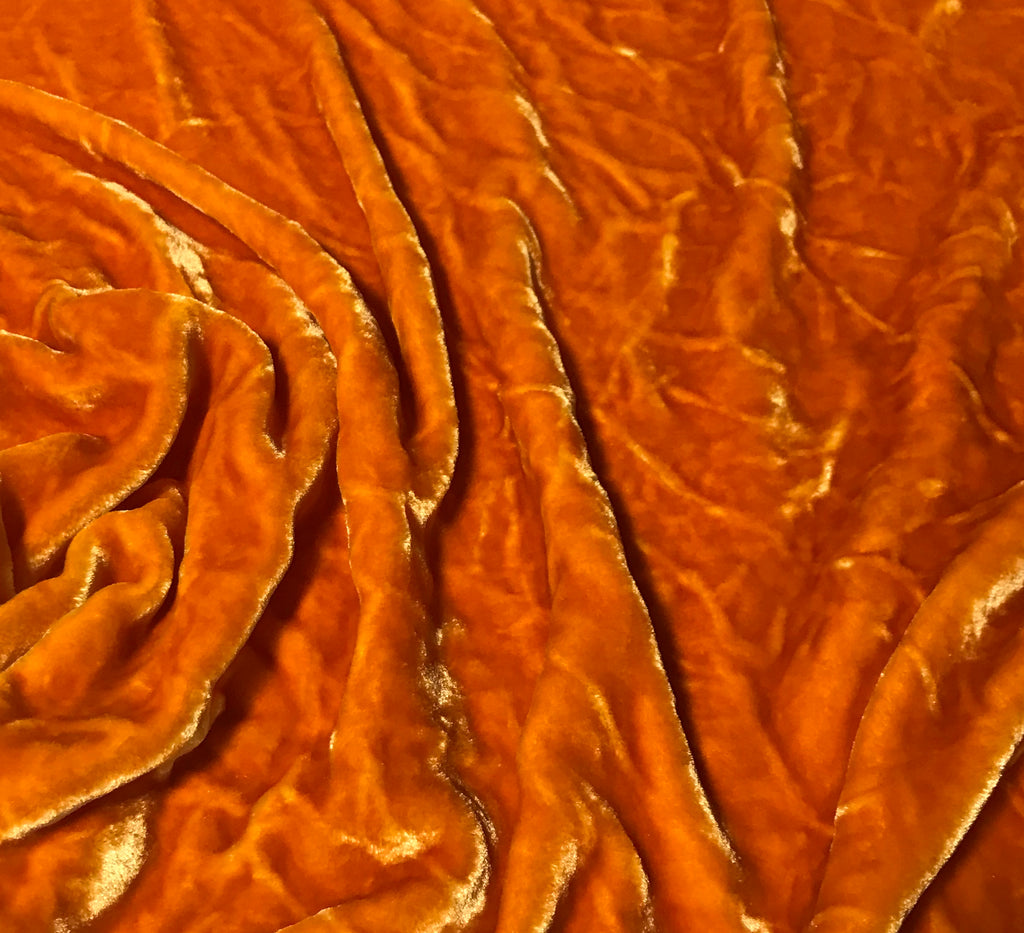 Pumpkin Orange - Hand Dyed Very Plush Silk Velvet
