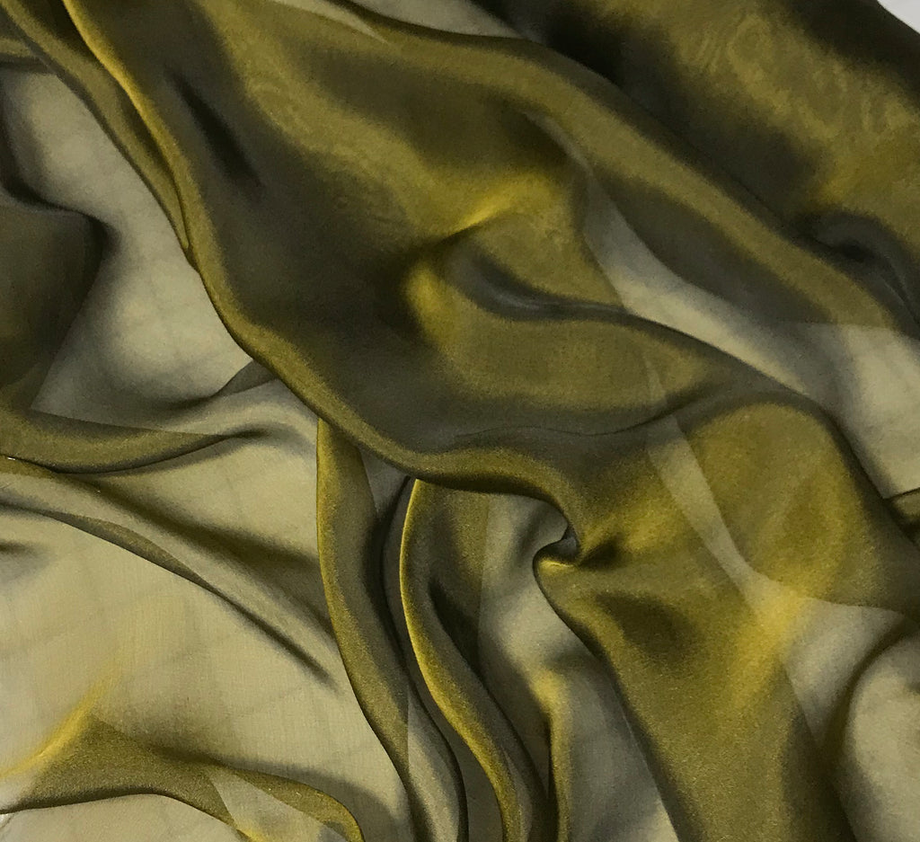 Golden Green - Iridescent Silk Chiffon 8"x54" Remnant