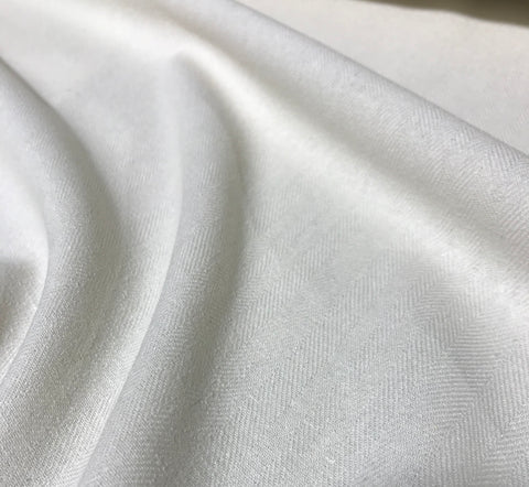 Natural White Raw Silk Herringbone Weave Noil Fabric