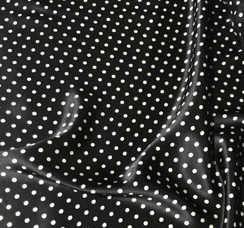 Black and White 3/16" Polka Dots - Silk Charmeuse