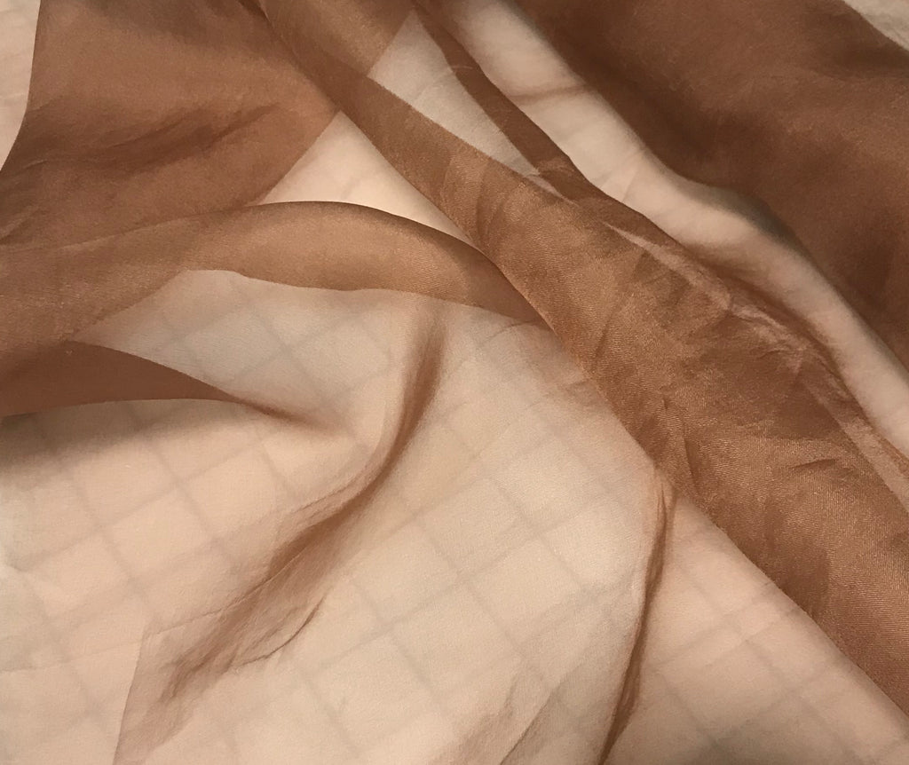 Terra Cotta Brown - Hand Dyed Silk Organza