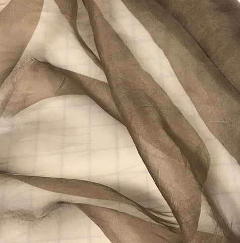 Taupe Brown - Hand Dyed Silk Organza