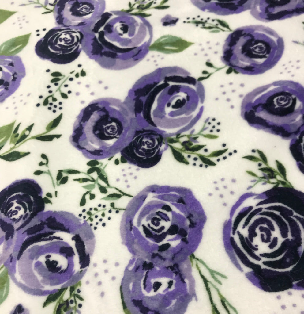 Eggplant Purple Rose - Shannon Cuddle Minky Fabric
