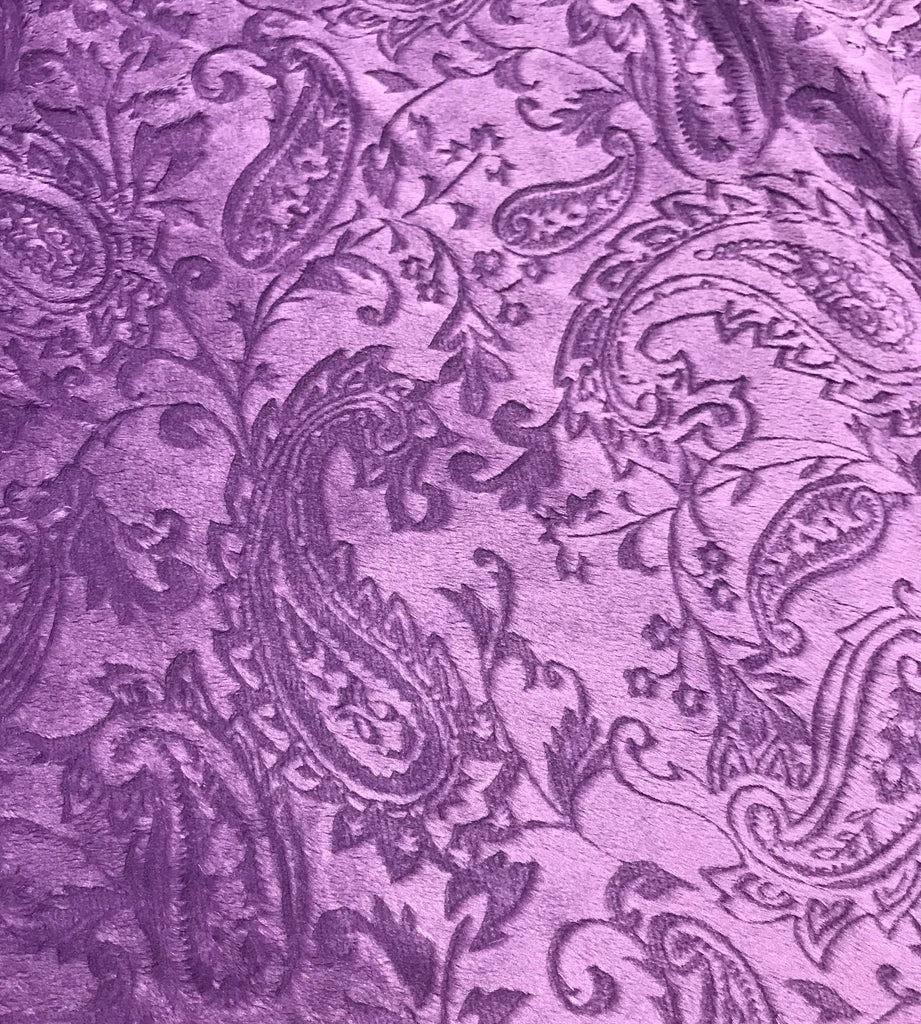 Violet Embossed Paisley - Shannon Cuddle Minky Fabric 45"x66" Remnant