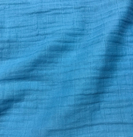 Turquoise Solid - Shannon Embrace - Cotton Double Gauze Fabric - 1.25 Yards x 45" Remnant