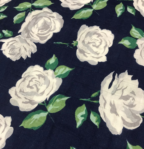 Rose Garden Cobalt Blue - Shannon Embrace - Cotton Double Gauze Fabric