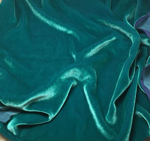 Iridescent Aqua - Silk Velvet Fabric