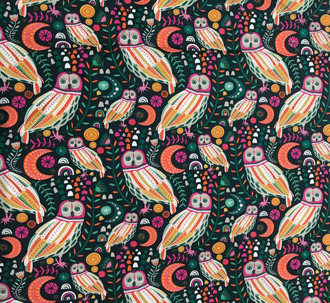 Sova Dayglow Owls - Art Gallery Cotton Fabric