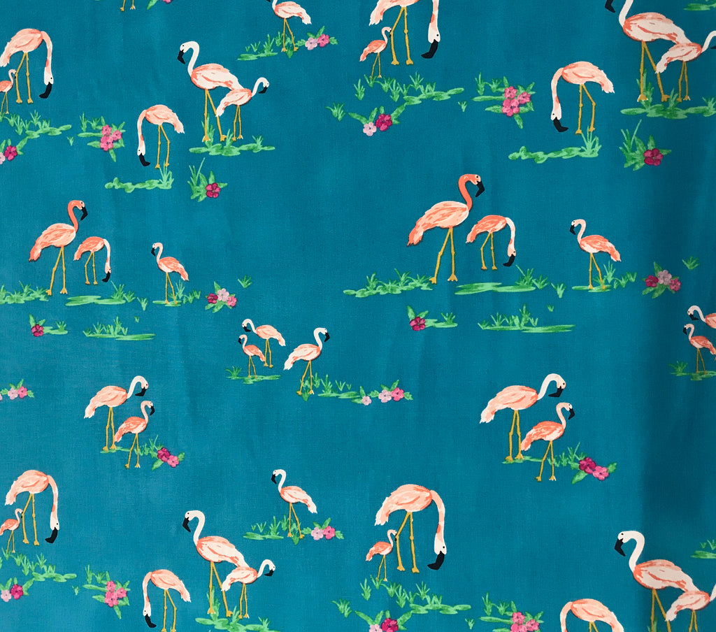 Flamingo Field Marina - Art Gallery Cotton Fabric