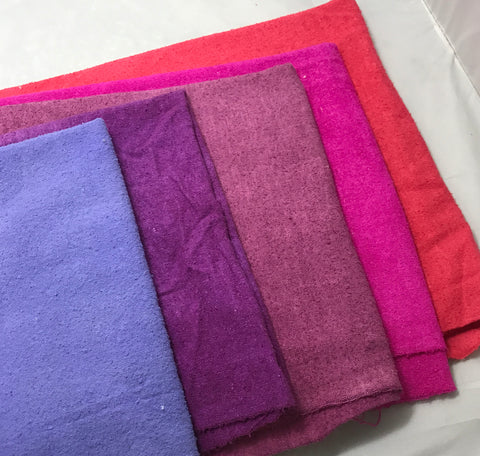 Purple & Pink Sample Set - Hand Dyed Silk Noil - 1/4 Yard x 45" Each