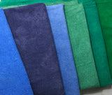 Blue & Green Sample Set - Hand Dyed Silk Noil - 1/4 Yard x 45" Each