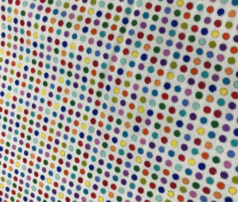 Modern Movement Rainbow Dots on White - Color Principle Cotton Fabric