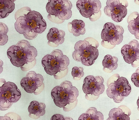 Mulberry Bloom Pansies on Yellow - Camelot Cotton Fabric