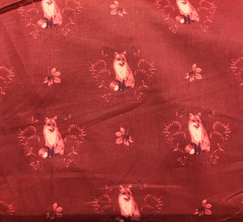 Fables Fox Damask Red - Camelot Cotton Fabric
