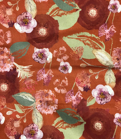 Mulberry Bloom Mixed Floral Orange - Camelot Cotton Fabric