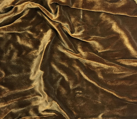Antique Gold on Amber - Hand Painted Silk Velvet Fabric
