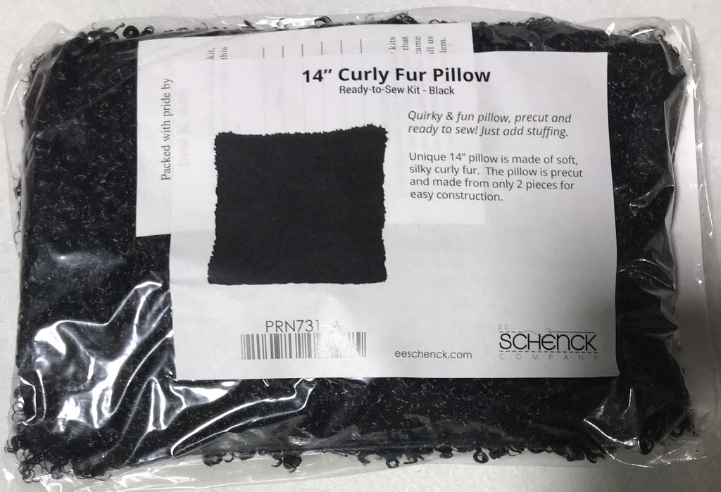 Black Curly Fur Patchwork Pillow Ready to Sew Kit