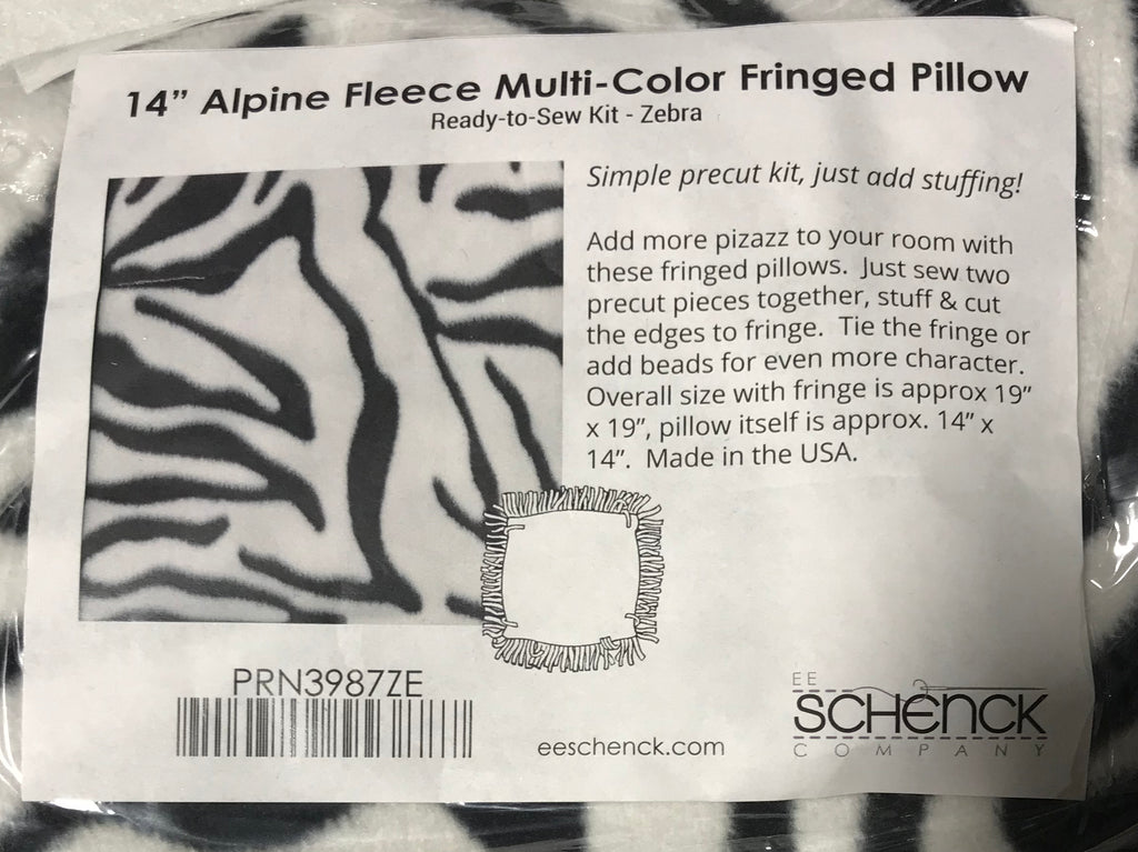 Zebra Stripes Alpine Fleece Fringed Pillow Kit
