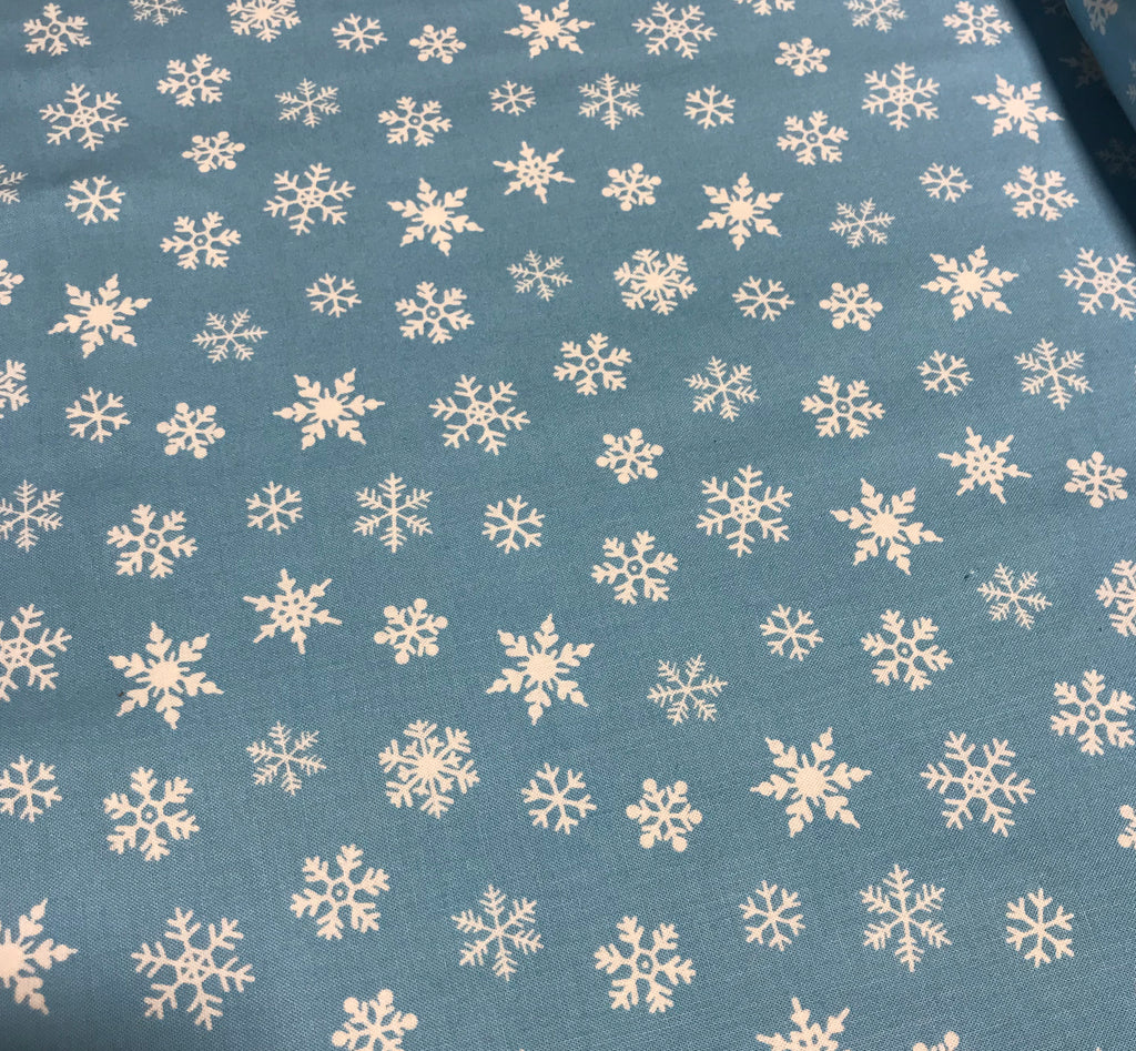 Snowflakes on Blue - Hamil Textiles Cotton Fabric