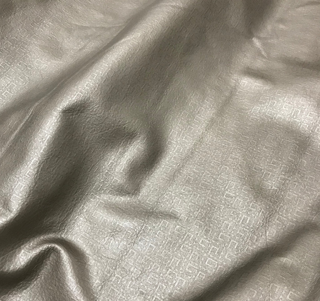 Metallic Taupe Brown Geometric - Cow Hide Leather