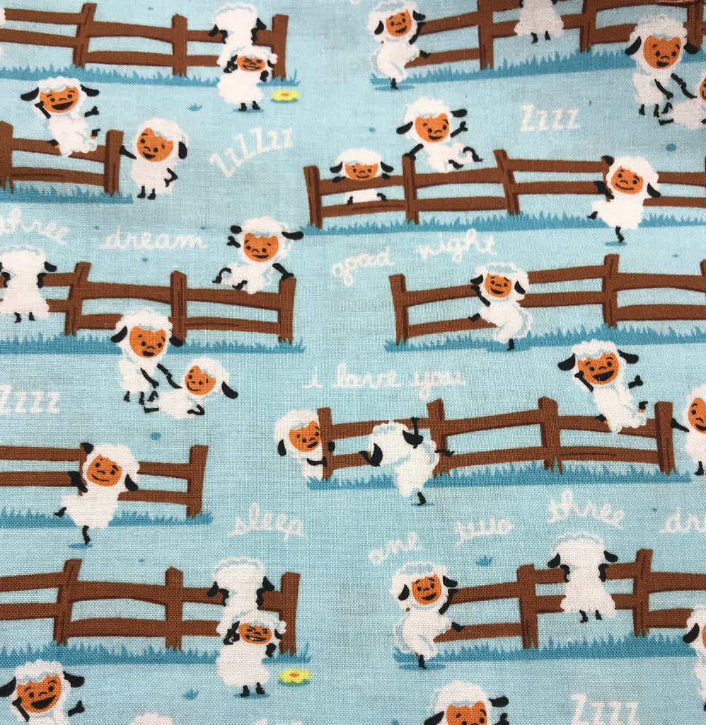 Harmony Farm Sheep Dream Blue - Riley Blake Cotton Fabric