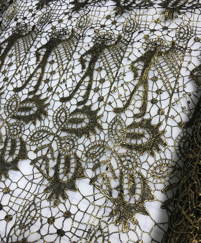 Antique Gold Floral Embroidered Tulle Lace Fabric – Prism Fabrics & Crafts
