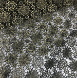 Black & Gold Snowflake Doilies Schiffli Lace Fabric