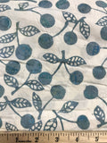 Blue Cherries on White - Cherry Blossoms - Banyan Batiks Cotton Fabric