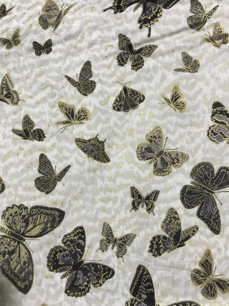 Fantasia - Light Gray Butterfly Ombre - Northcott Cotton Fabric