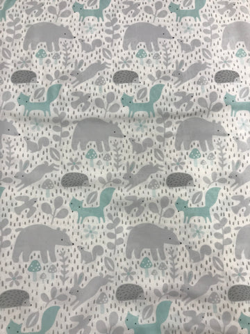 Hello Little One - White Turquoise Imported - Northcott Cotton Fabric