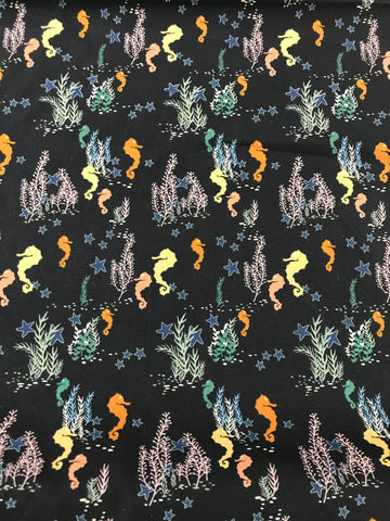 Seahorse Magic Deep - Enchanted Voyage - Art Gallery Premium Cotton Fabric