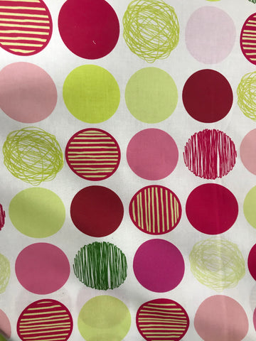 Twist Style - Pink & Chartreuse Circles - Stof Cotton Fabrics