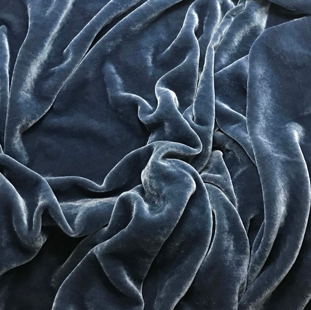 Blue Gray - Hand Dyed Silk Velvet