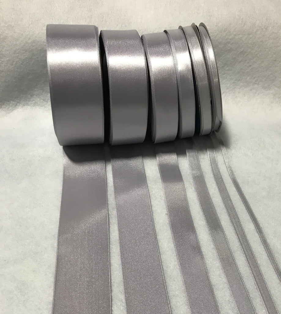 Silver Double Sided Satin Ribbon - Made in France (7 Widths to choose from)