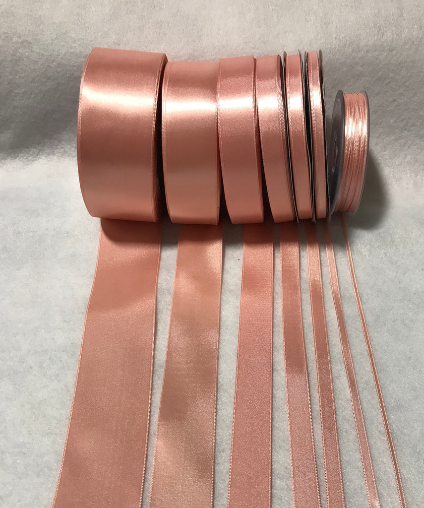 Peach Double Sided Satin Ribbon - Made in France (7 Widths to choose from)