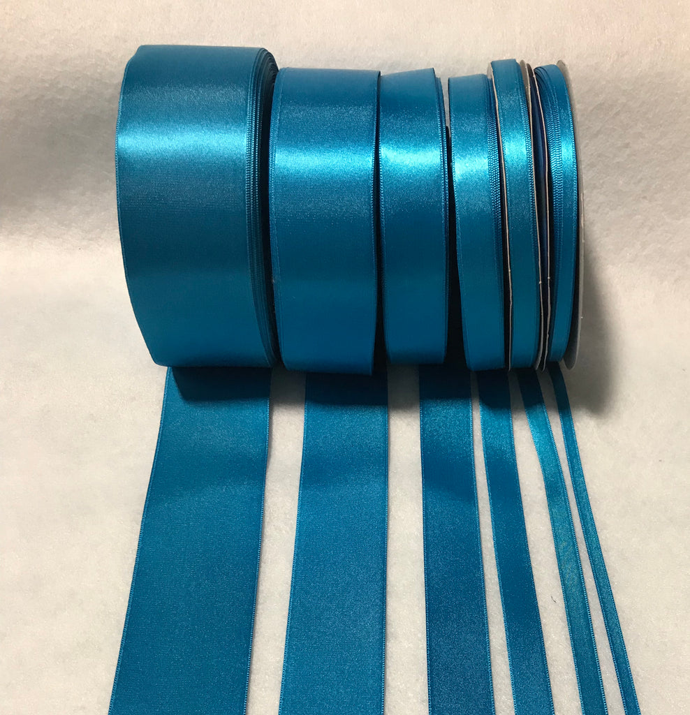 Turquoise Double Sided Satin Ribbon - Made in France (7 Widths to choose from)