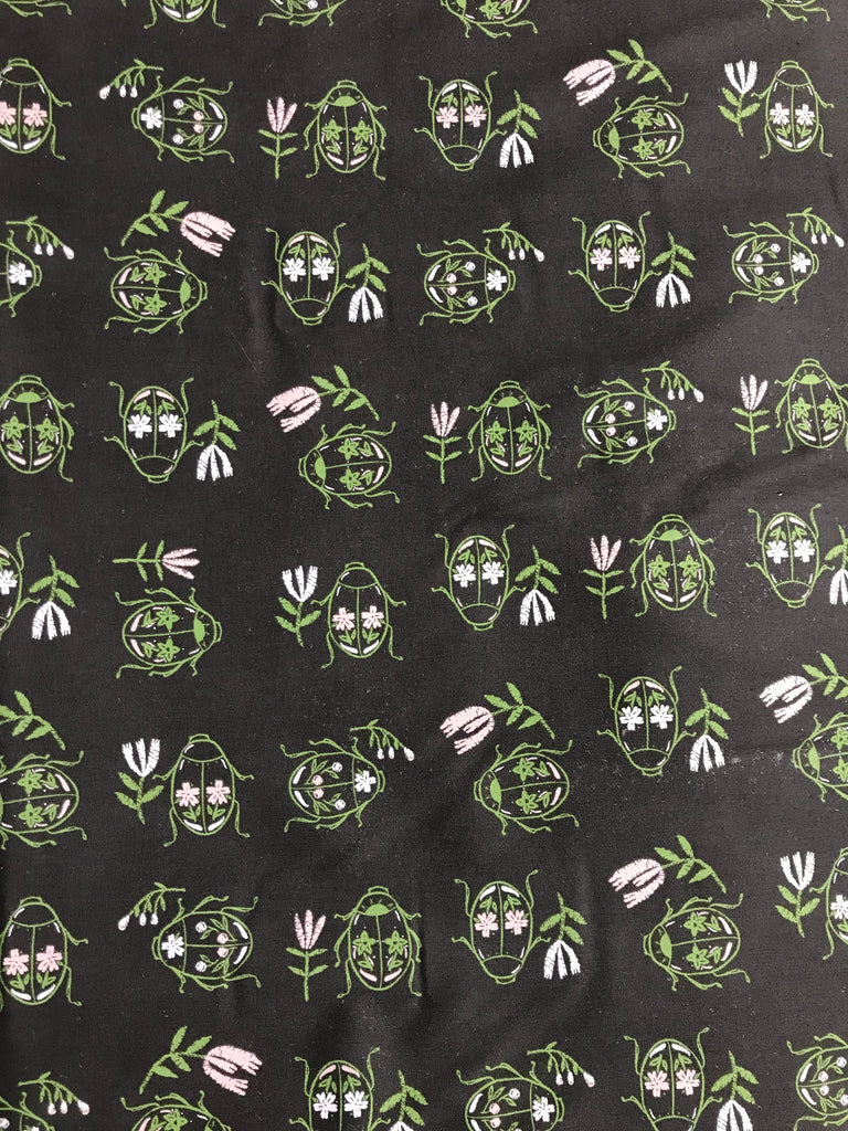 Flower Beetles Green/Black - Merriweather - Art Gallery Fabrics - Premium Cotton Fabric