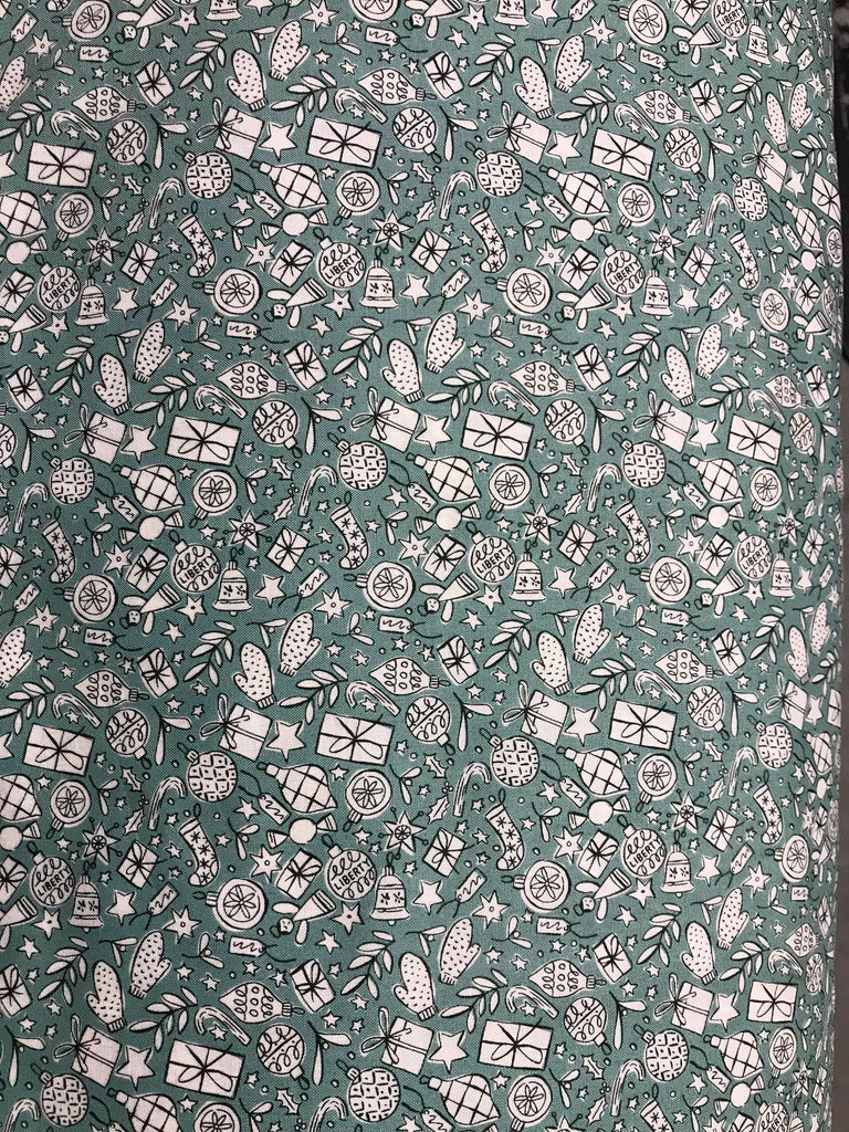 Festive Cheer Green Season's Greetings Collection - Liberty of London Cotton Fabric