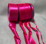 Neon Pink Double Sided Satin Ribbon - Made in France (7 Widths to choose from)