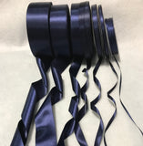 Navy Blue Double Sided Satin Ribbon - Made in France (7 Widths to choose from)