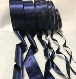 Navy Blue Double Sided Satin Ribbon - Made in France (7 Widths to choose from)