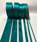 Peacock Teal Double Sided Satin Ribbon - Made in France (7 Widths to choose from)