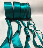 Peacock Teal Double Sided Satin Ribbon - Made in France (7 Widths to choose from)