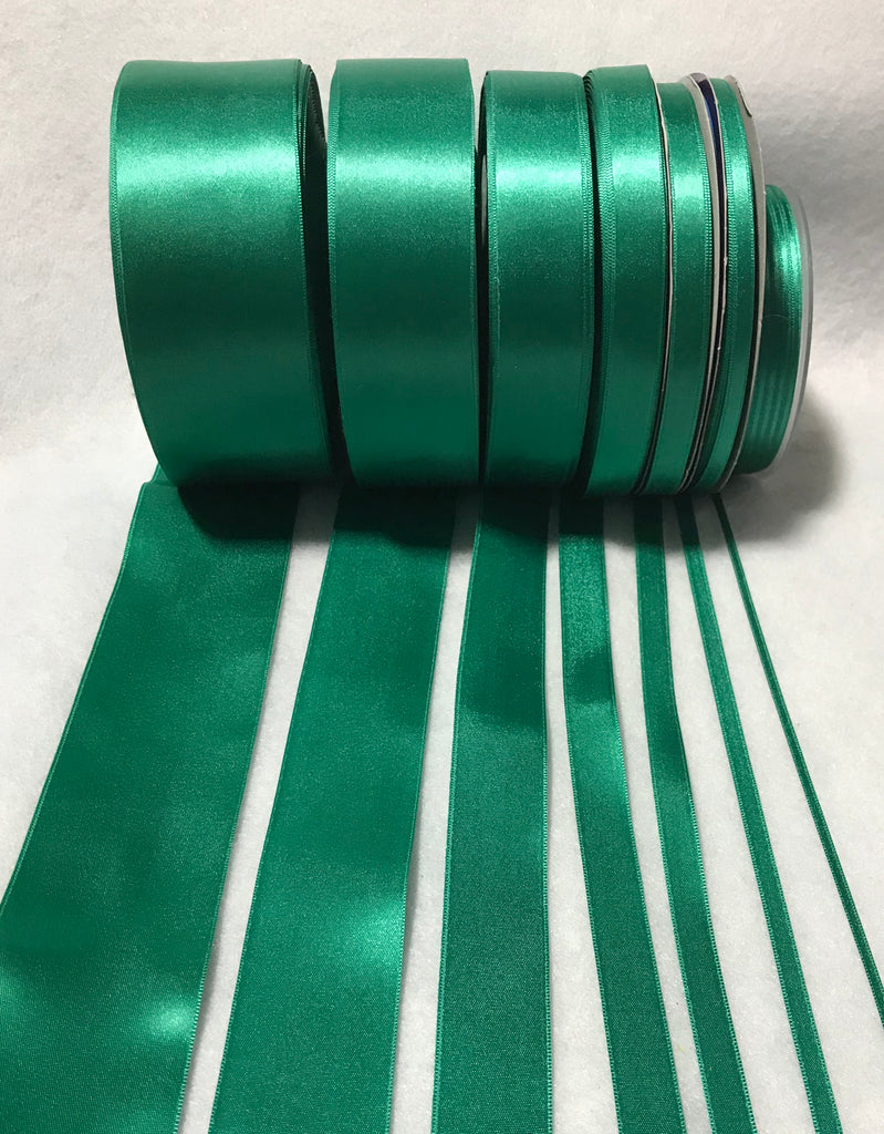 Jade Green Double Sided Satin Ribbon - Made in France (7 Widths to choose from)