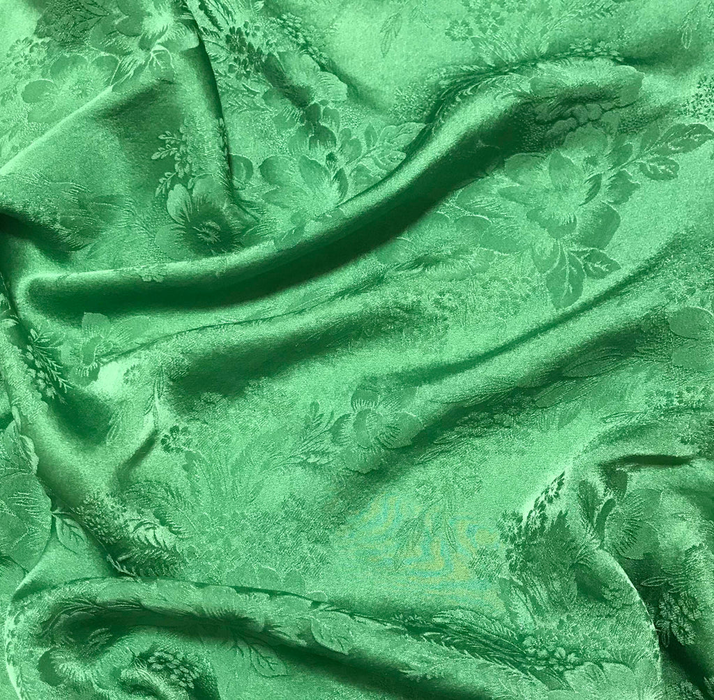 Spring Green Floral - Hand Dyed Silk Jacquard