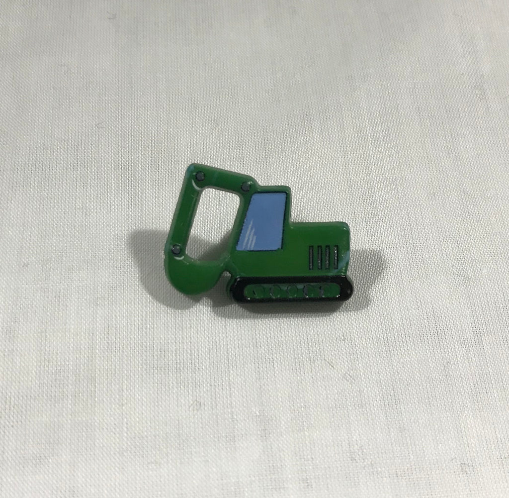Green Excavator Digger Truck Plastic Button 28mm/ 1-1/8" - Dill Buttons Brand