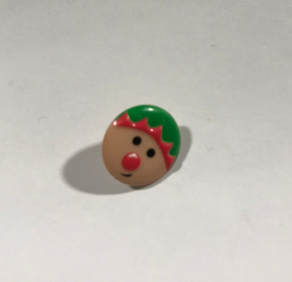 Elf Face Christmas Plastic Button - Dill Buttons Brand (2 Sizes to Choose From)