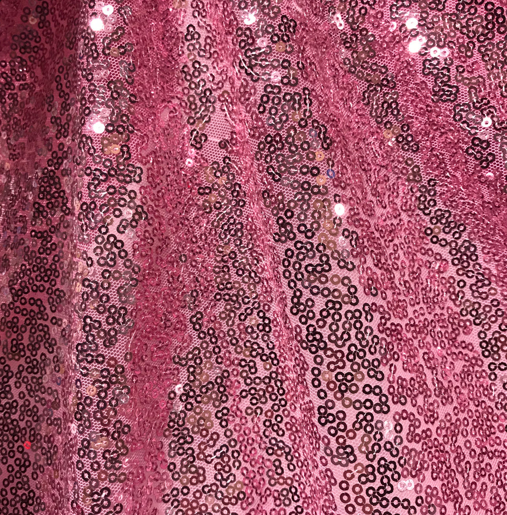 Shason Textile Spangle Sequin Glitter Knit Fabric, Hot Pink