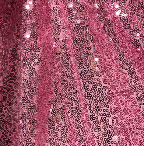 Pink - Sequin Spangle Sewn on Mesh Fabric